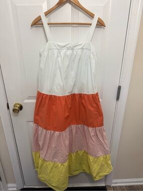 English Factory Multicolor Tiered Midi Dress XS Summer Oversized Colorful